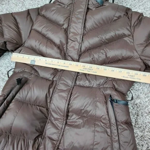 Quince Responsible Down Puffer Maxi Coat Jacket Womens Small Brown Long NO BELT - Picture 6 of 7